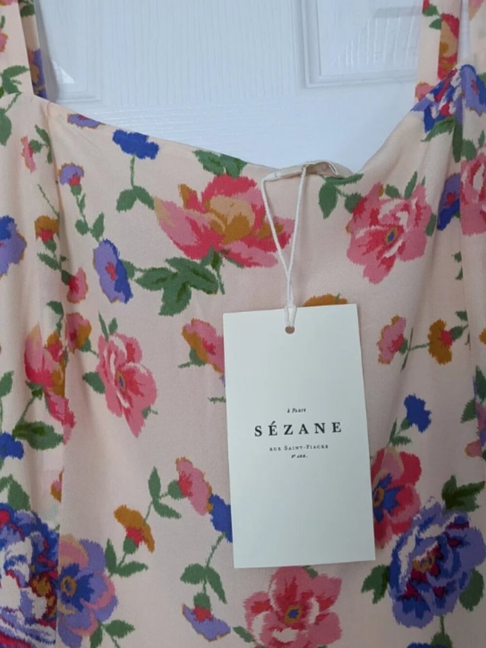 NWT Sezane Rosella Midi Silk Pink Floral Dress- Monday Print- Size FR42/US10 - Picture 7 of 10